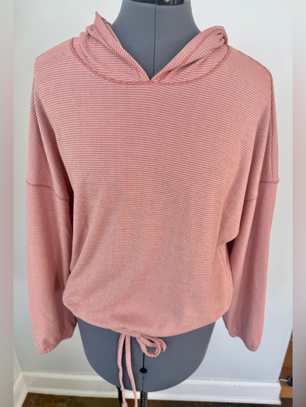 Urban Outfitters Romantics Sz
M Striped Cropped Lightweight  Drawstring Hoodie